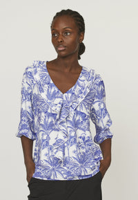 New Got Blouse - Cream/Blue