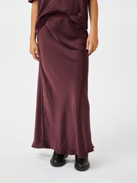 Vicky Sateen Skirt - Burgundy