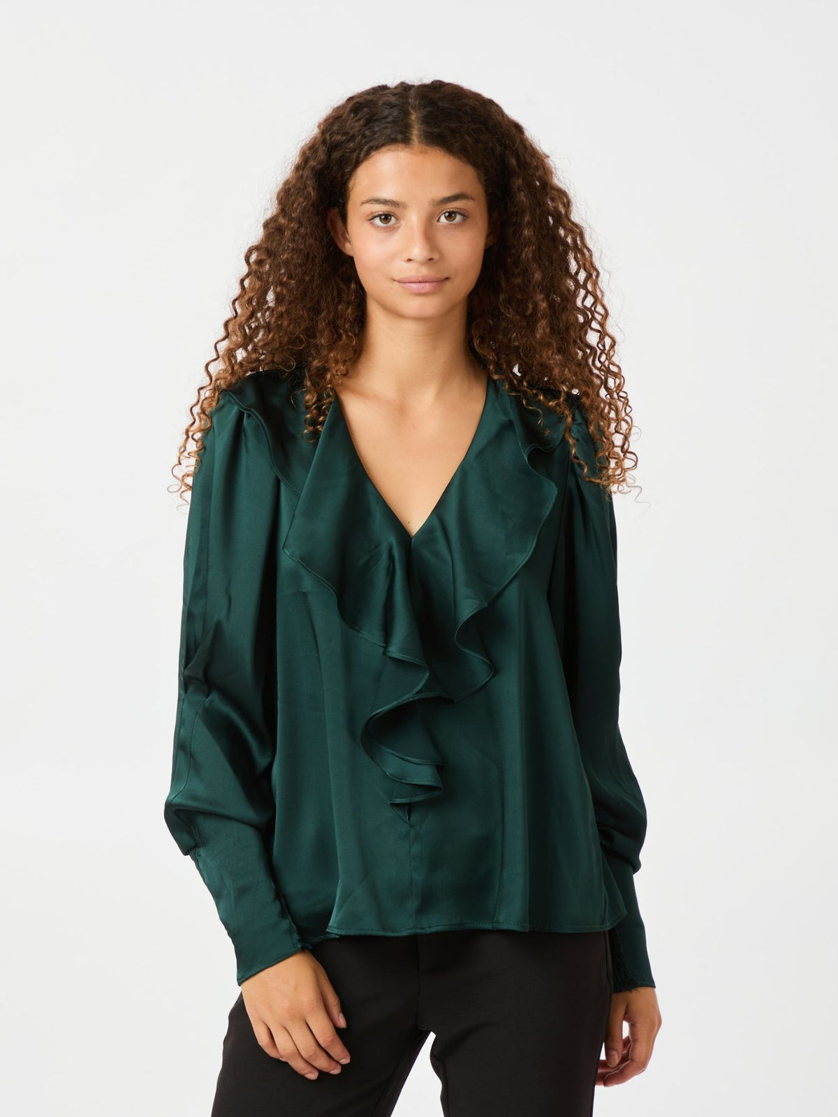 Sandie Sateen Blouse - Dark Green