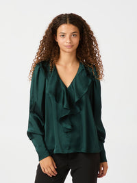 Sandie Sateen Blouse - Dark Green