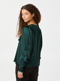 Sandie Sateen Blouse - Dark Green