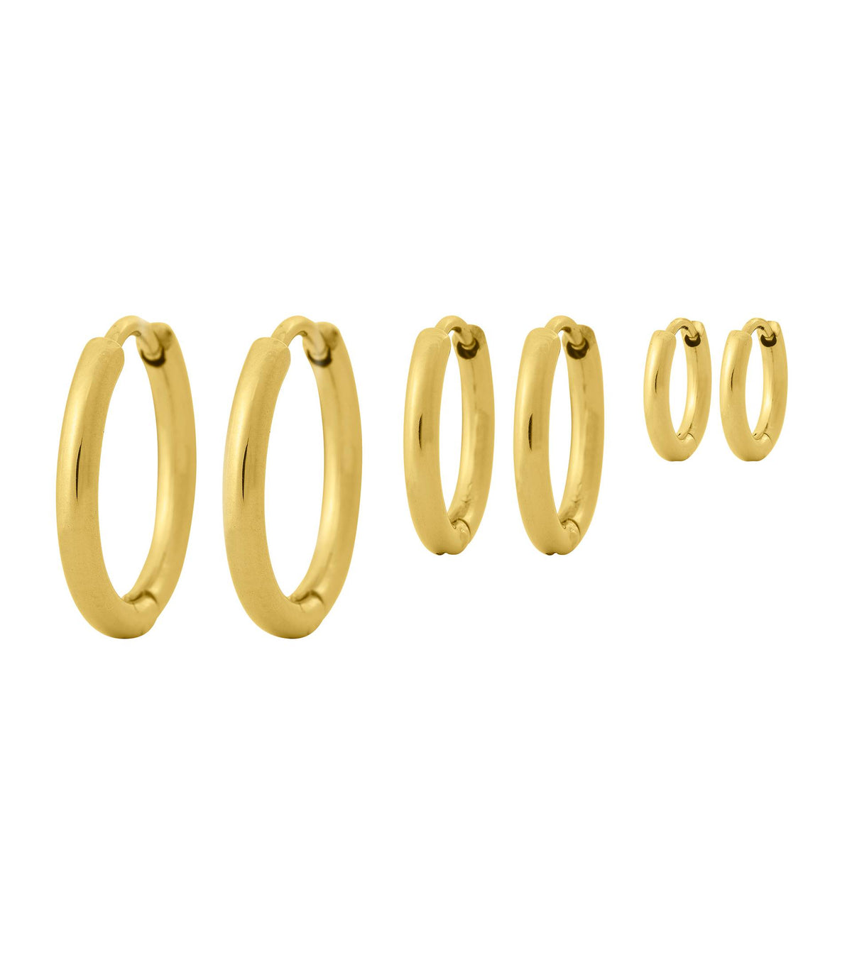 Triple Pair Hoops - Gold