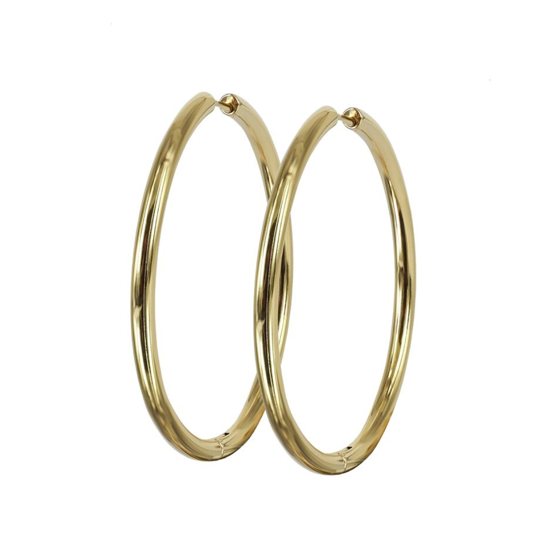 Lucy Plain Earrings 40mm - Gold