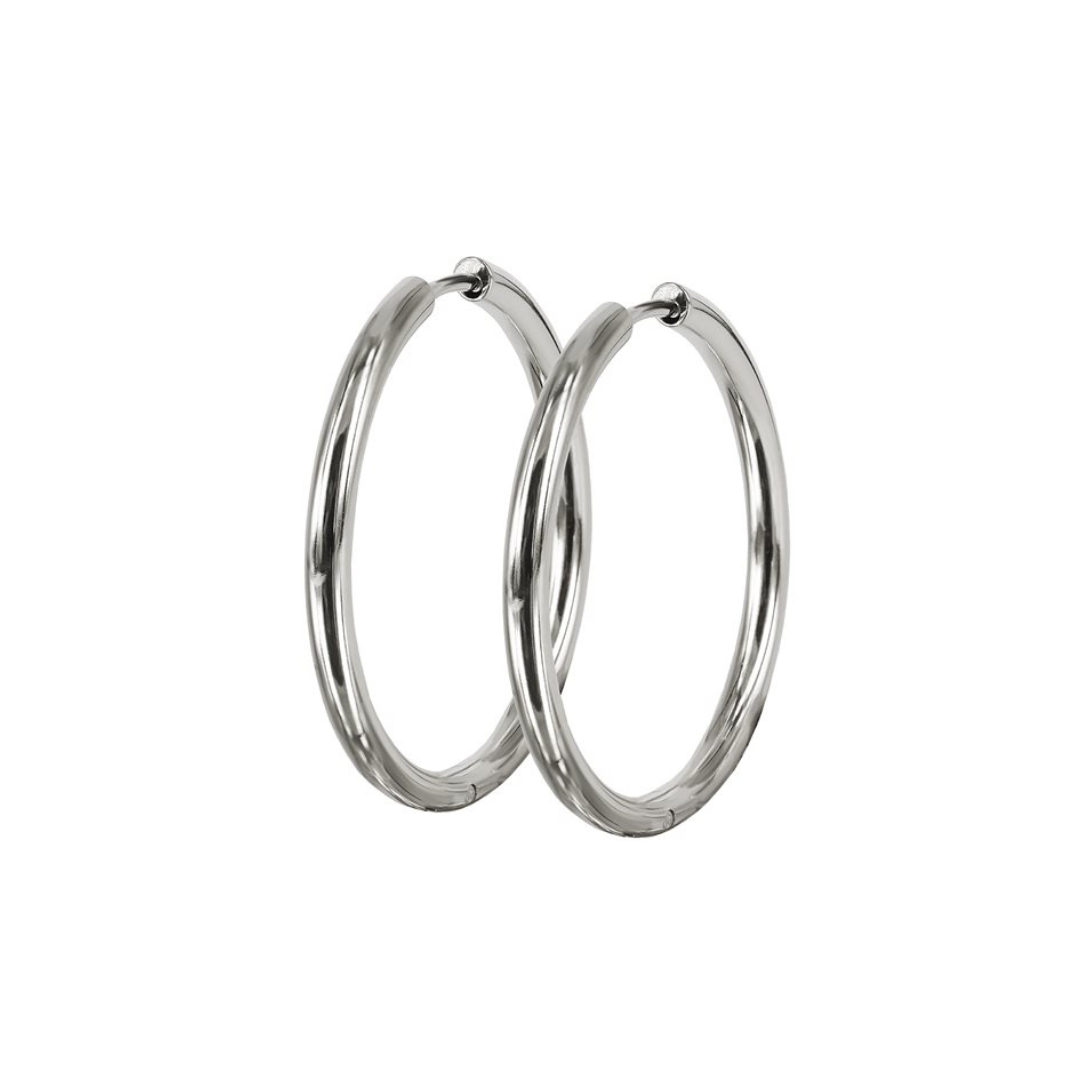 Lucy Plain Earrings 30mm - Steel