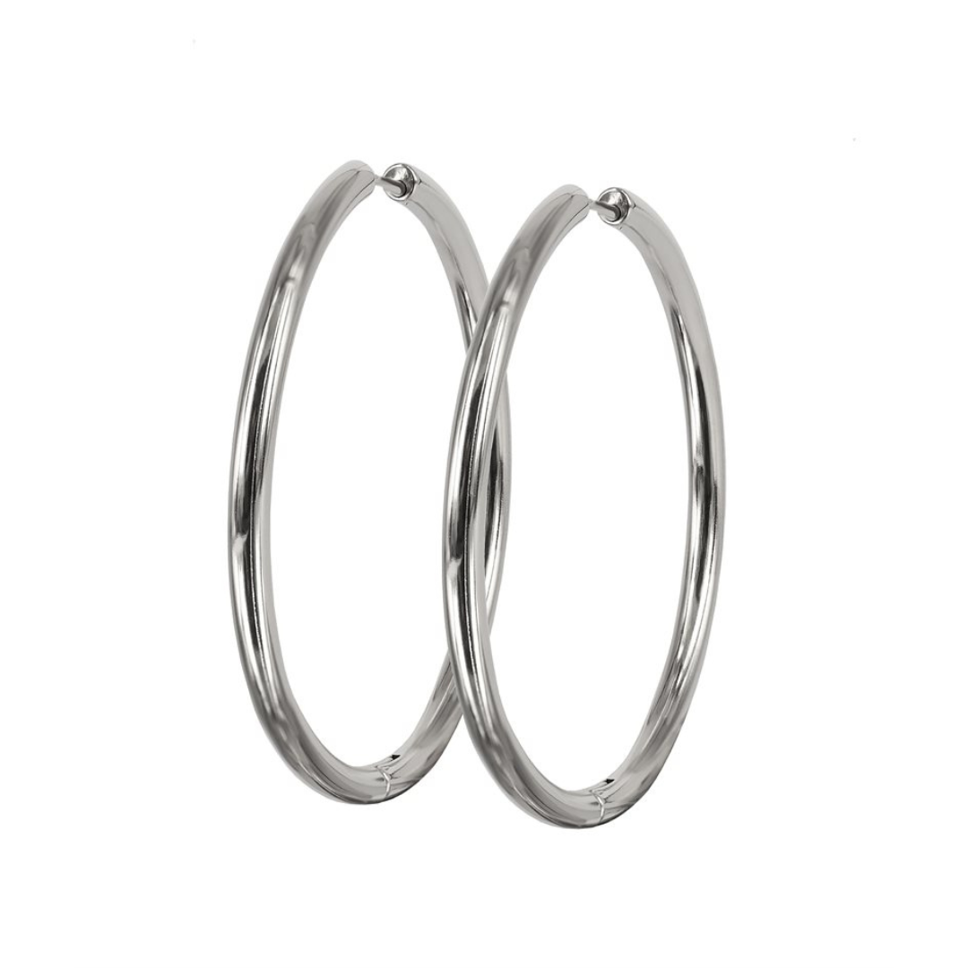 Lucy Plain Earrings 40mm - Steel