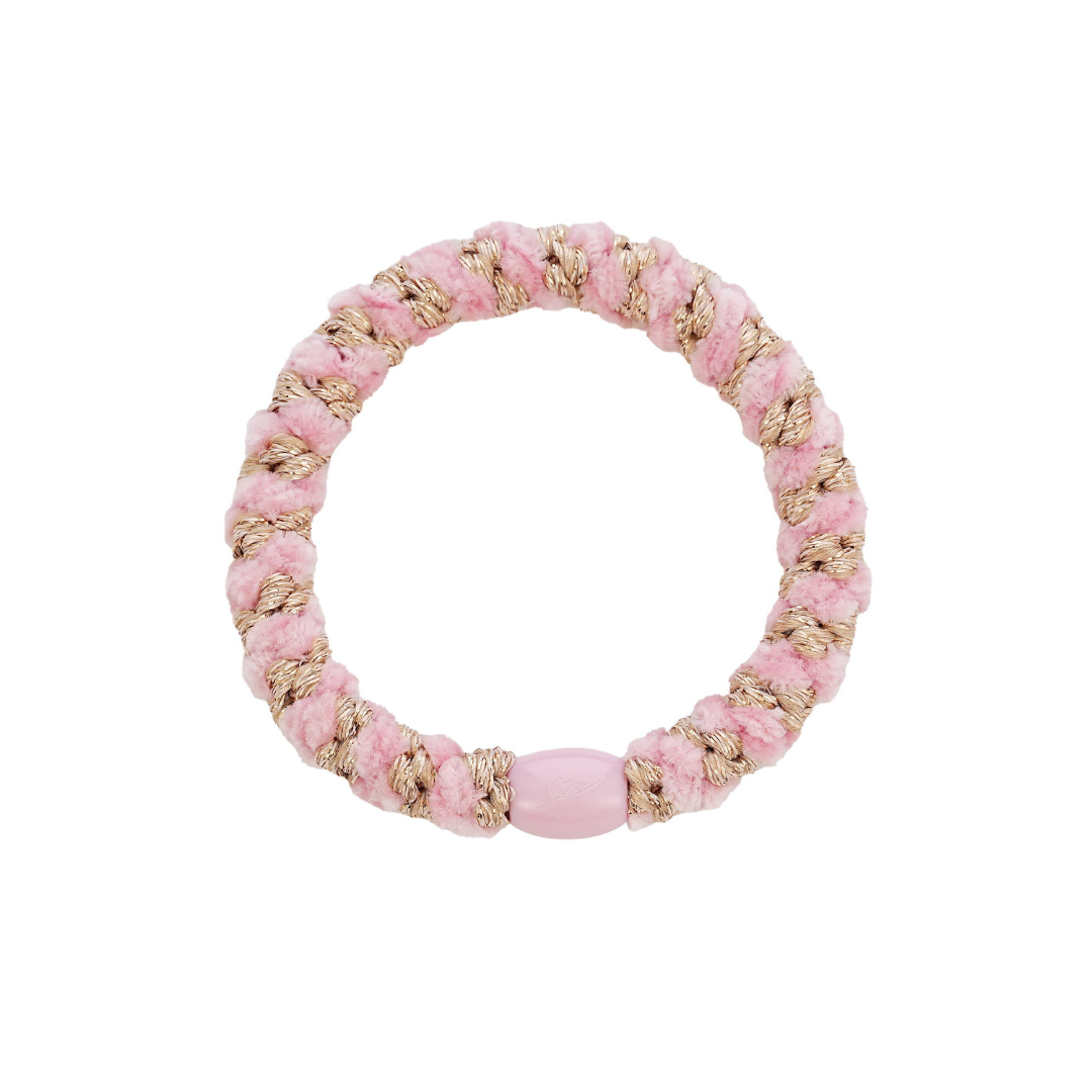 Hair Tie - Fluffy Glitter Light Pink Gold