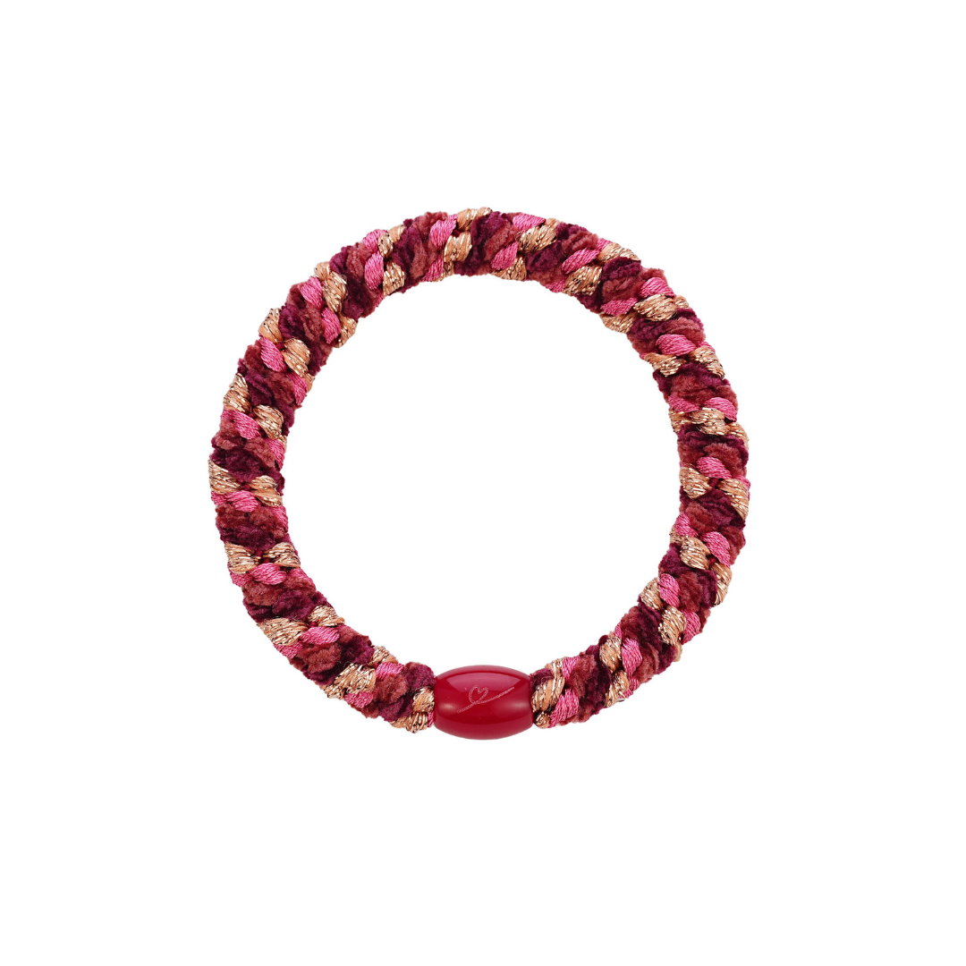 Hair Tie - Fluffy Glitter Red Pink Mix