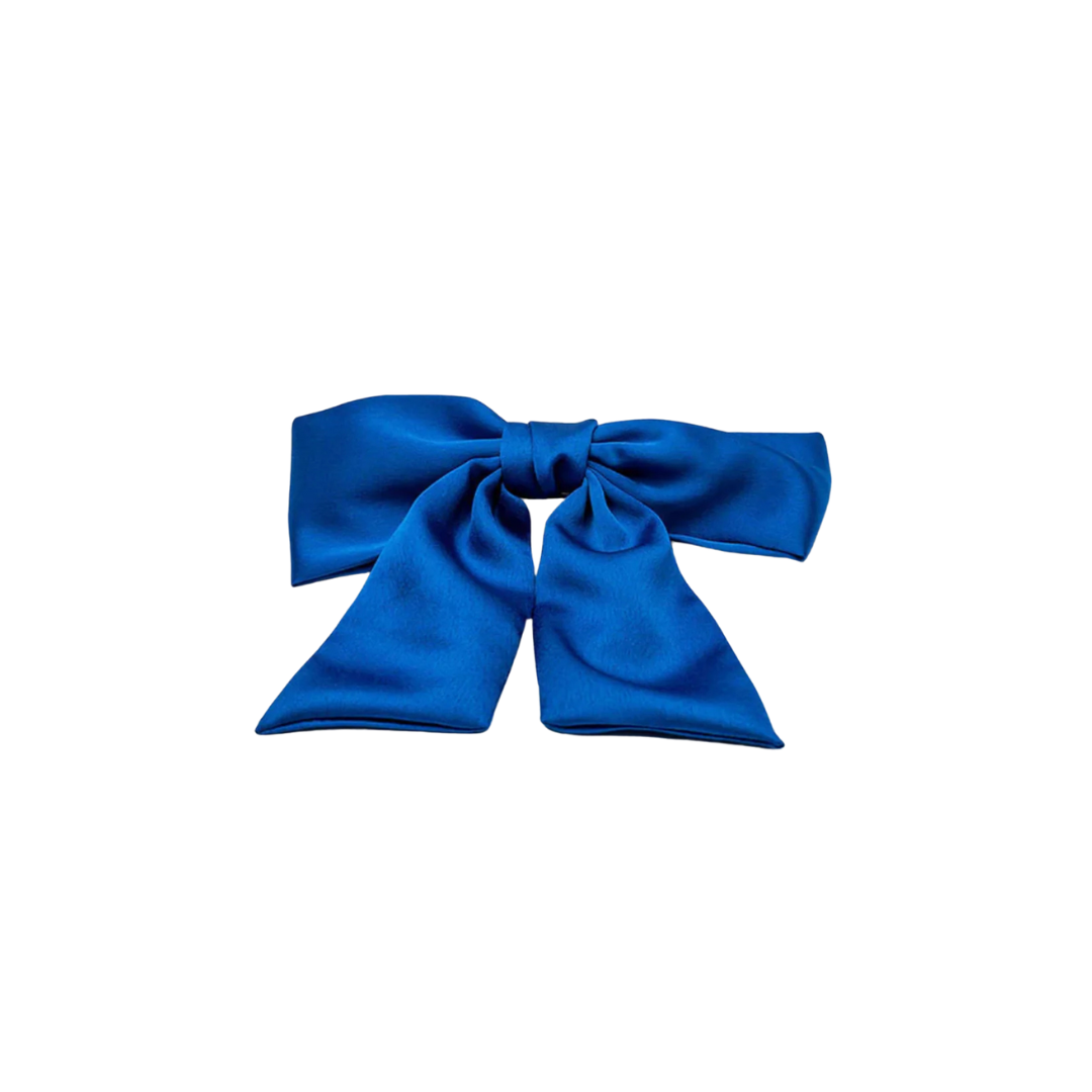 Bow Satin Hair Clip - Blue