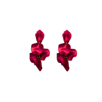 Leaf Earrings - Metallic Red