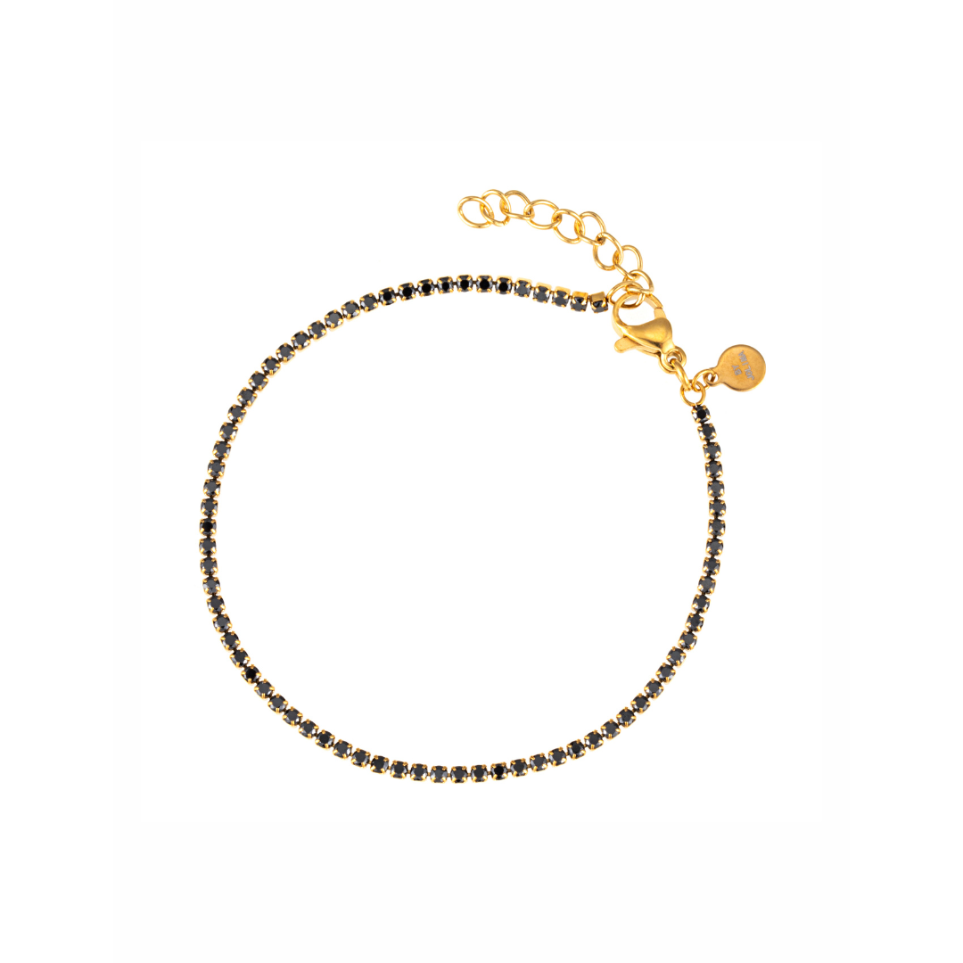 Cloe Tennisbracelet - Black/Gold