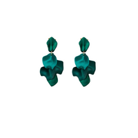 Leaf Earrings - Pine Green Metallic