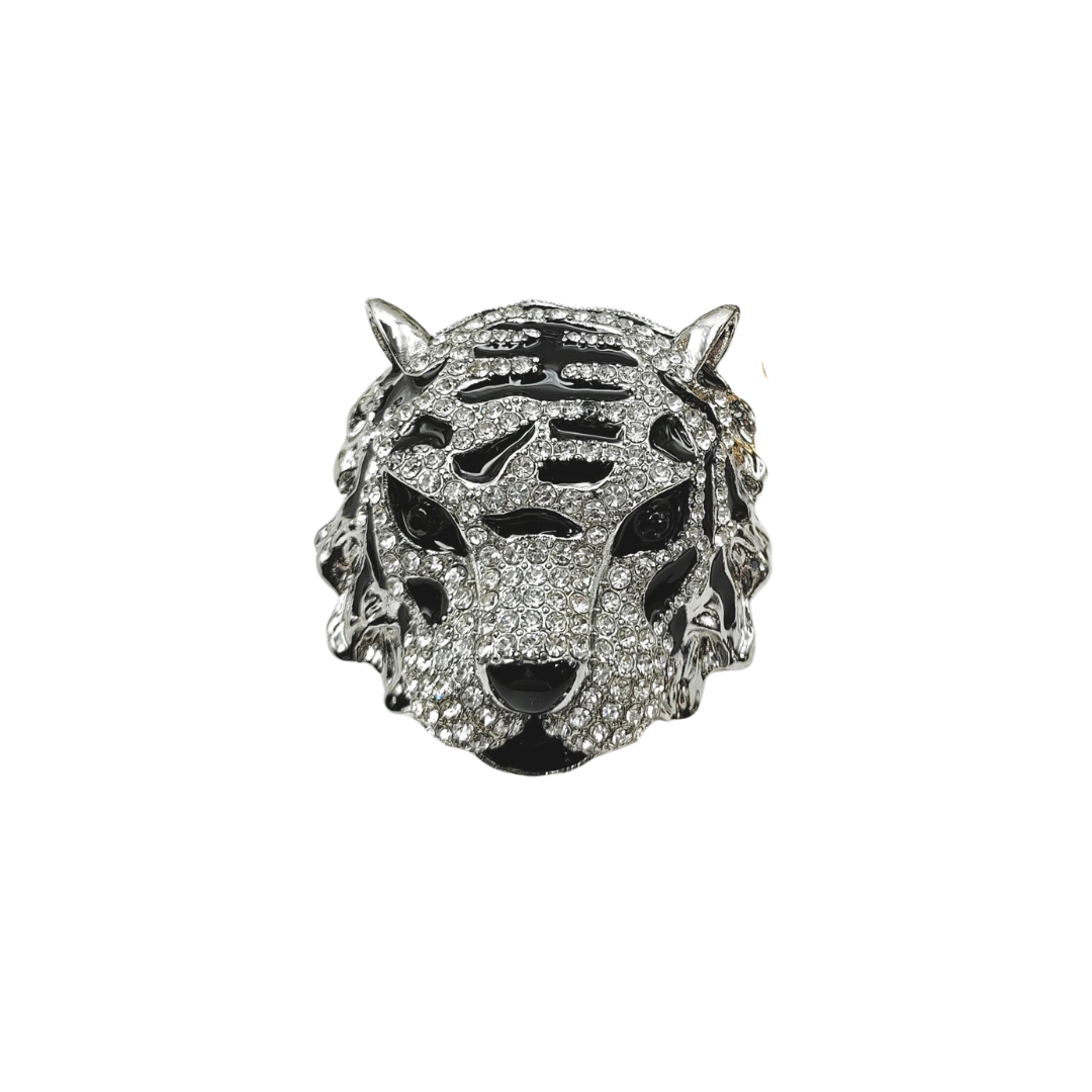 Brosch Tiger - Silver/Black