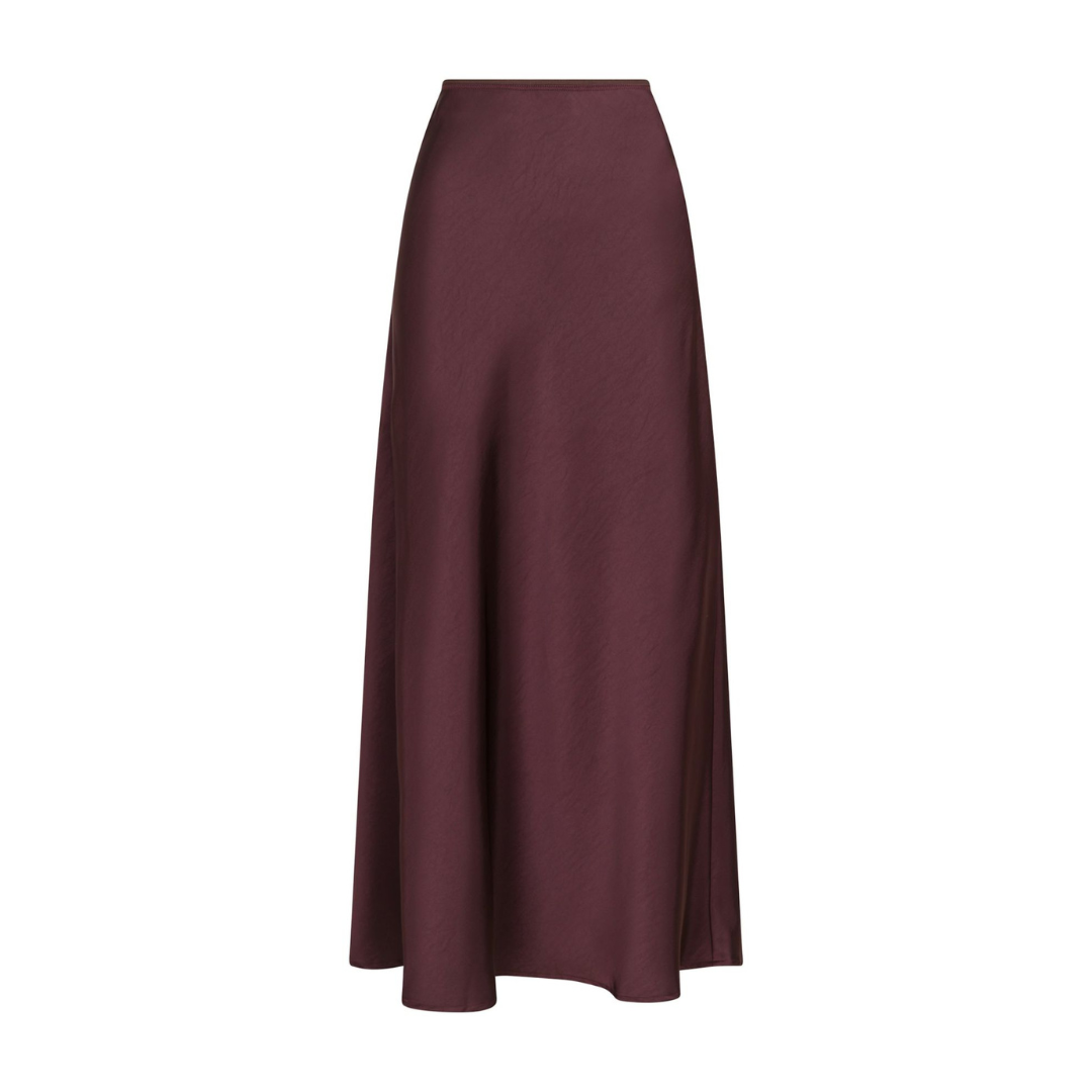 Vicky Sateen Skirt - Burgundy