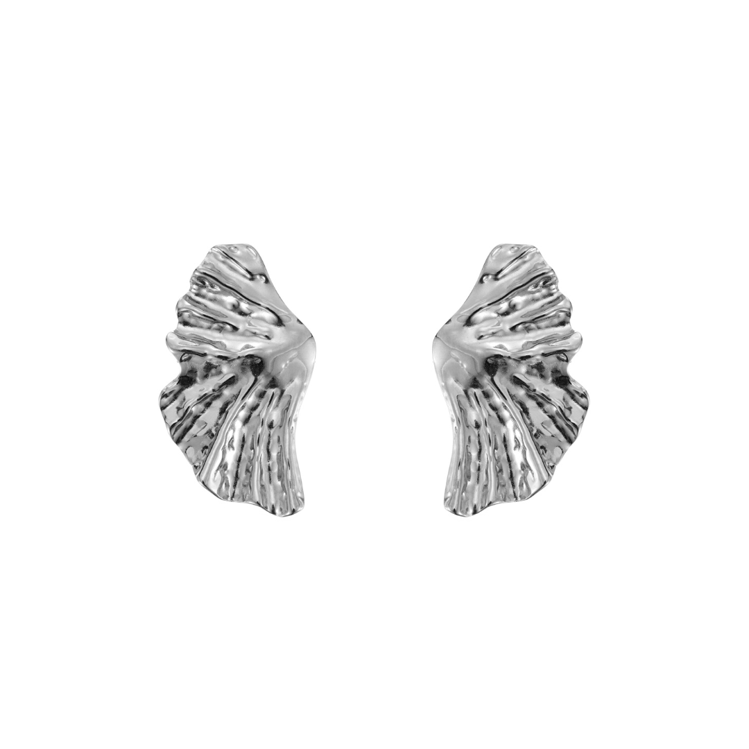 Feather Earring - Steel